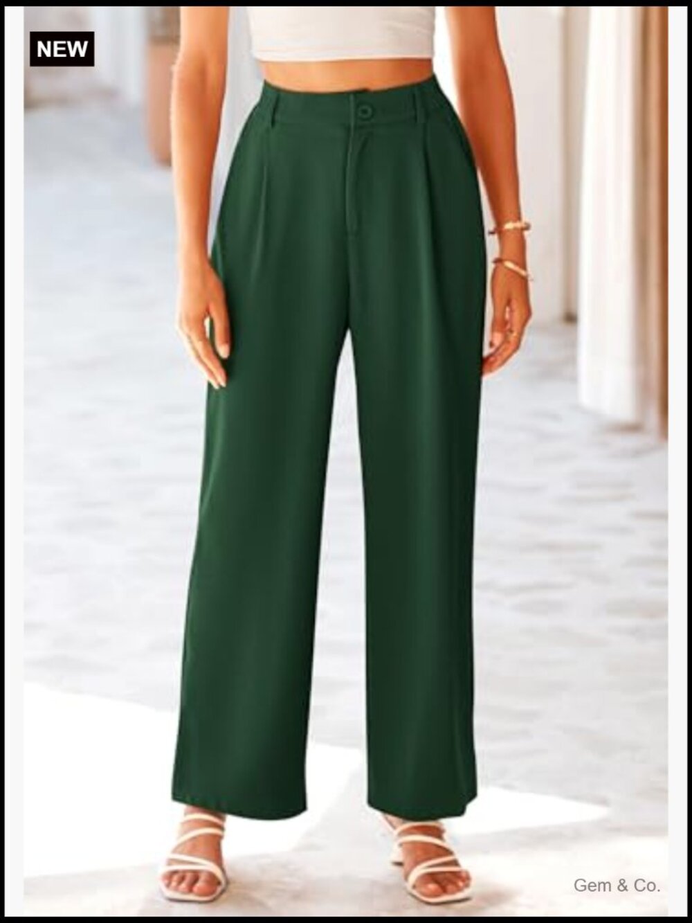 High Waisted Wide Leg Pants Business Casual Work Trousers with Pockets - Picture 6 of 7